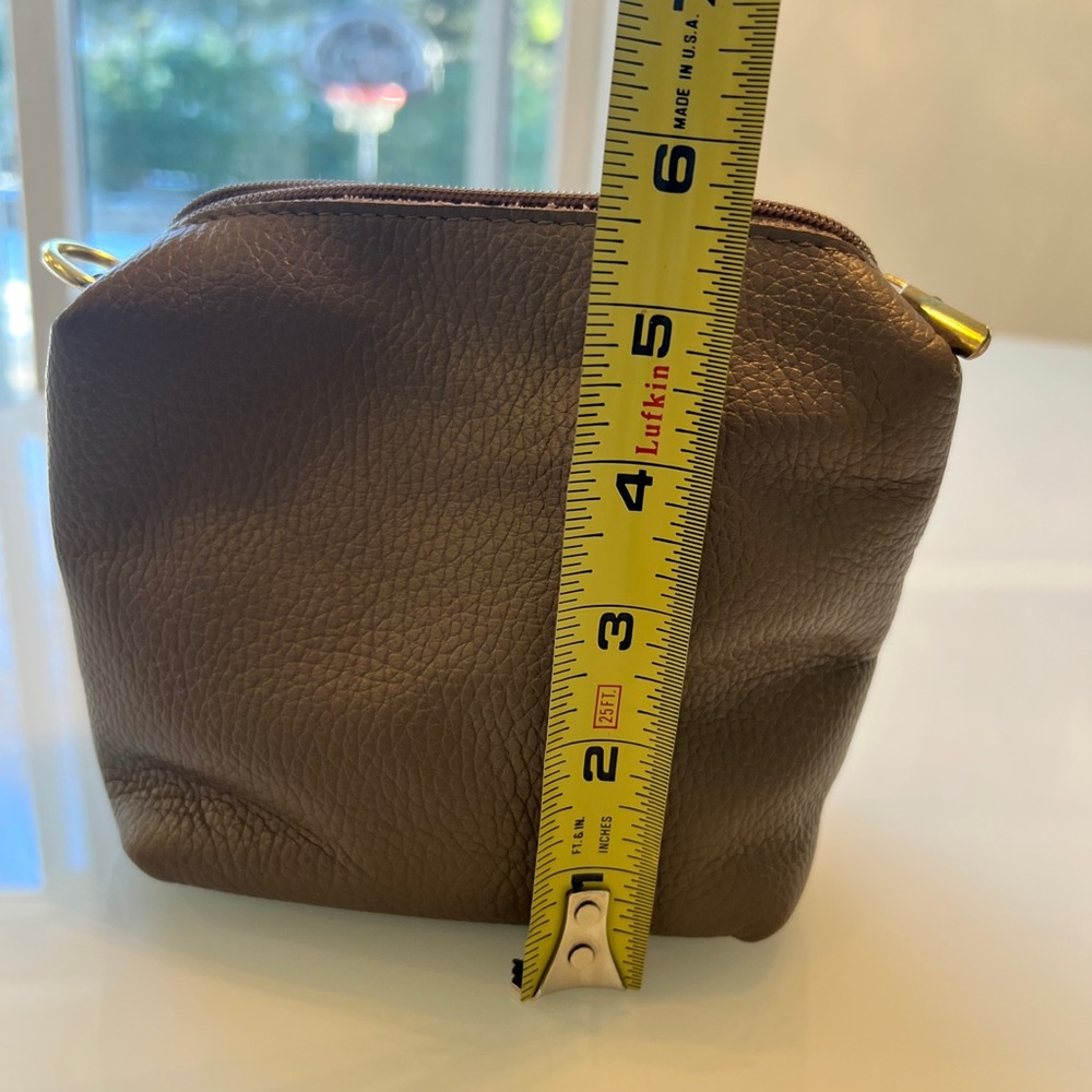 LEATHER and SUEDE CROSSBODY BAG NEUTRAL TAUPE - MADE IN ITALY NWOT - Picture 16 of 16
